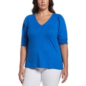 Plus Size Cotton Smocked Elbow Sleeve Top